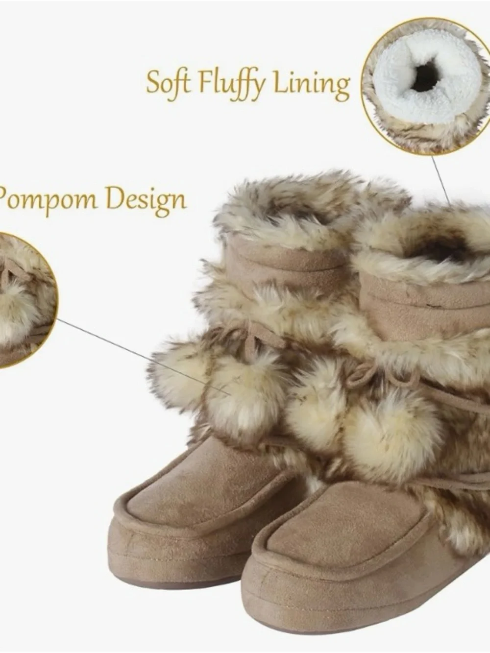 NWT Cozy Faux-Fur Pom Pom Slippers